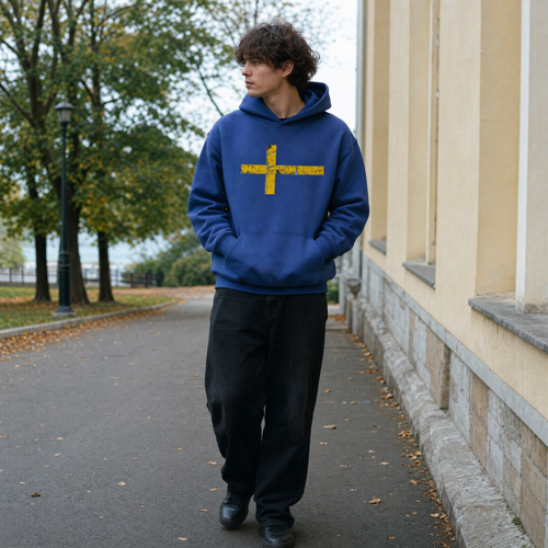 Cross distressed hoodie